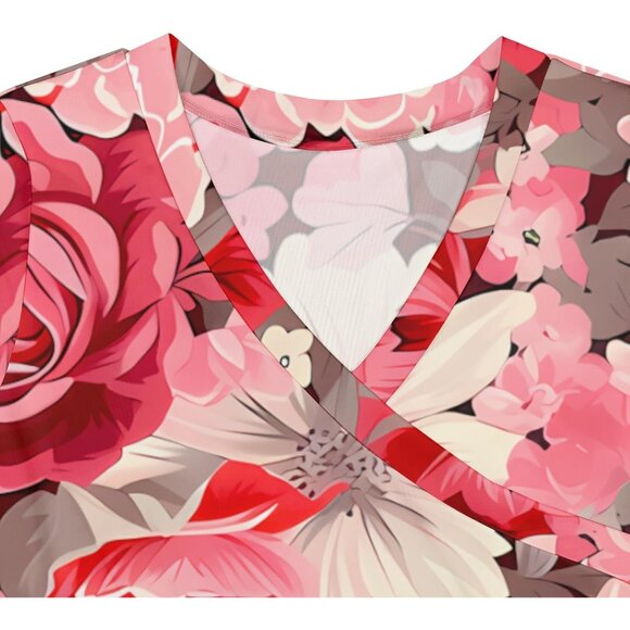 Plus Size Maxi Dress Bohemian V Neck 3/4 Sleeves Floor Length - Picture 6 of 6